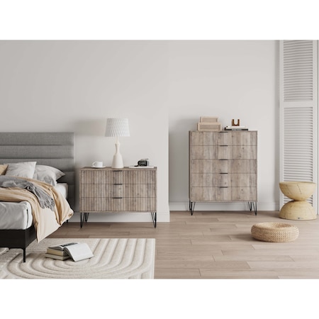 Manhattan Comfort 2-Piece DUMBO  5-Drawer Tall Dresser and DUMBO 3-Drawer Standard Dresser in Rustic Grey 2-DB05-GY